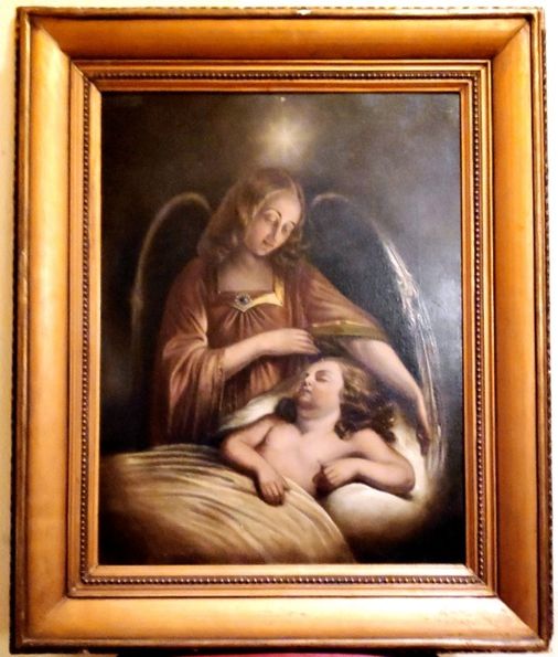 Óleo sobre tela, "O anjo e o Menino"