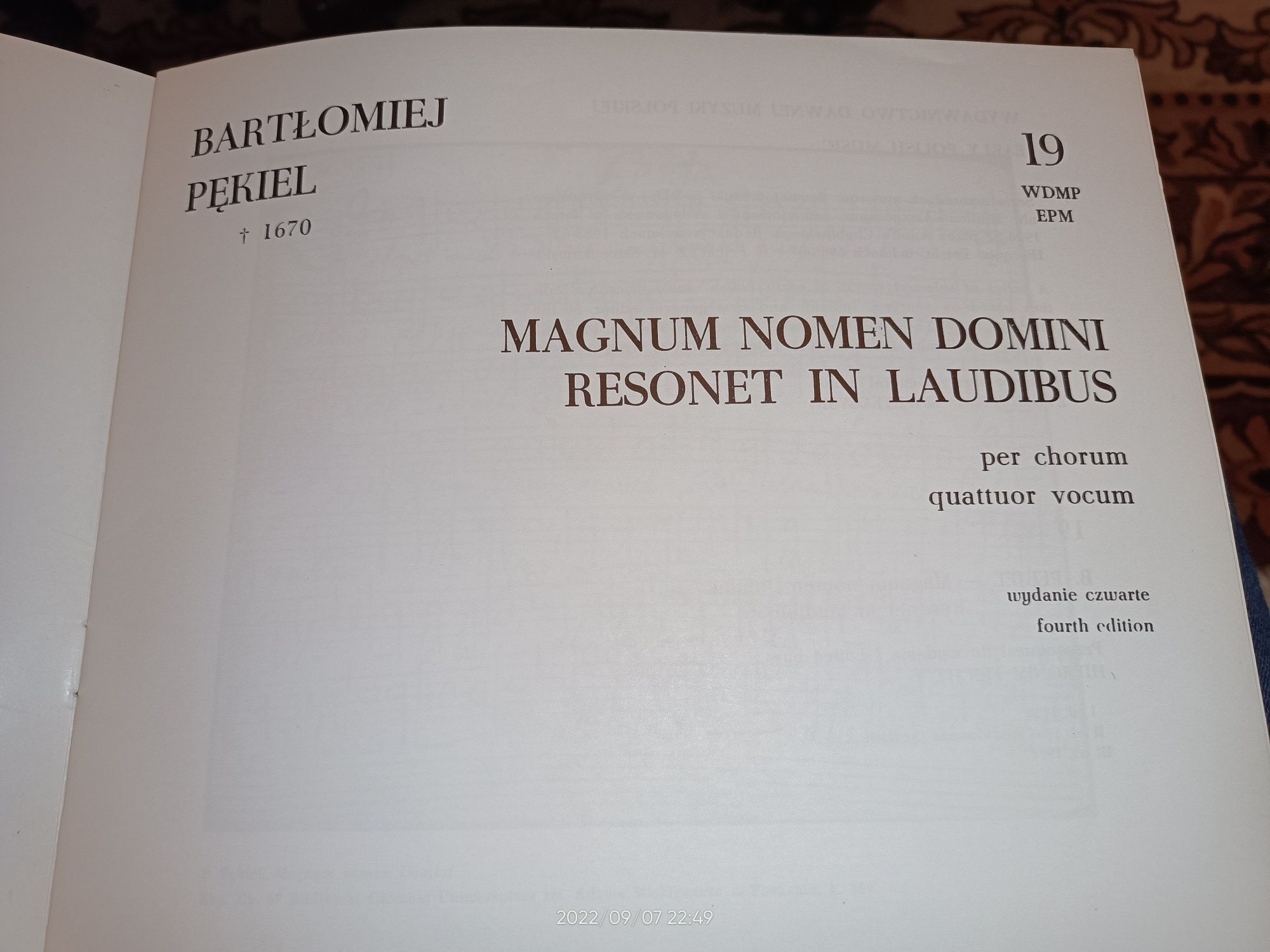 Bartłomiej Pękiel - nuty na chór a capella pwm