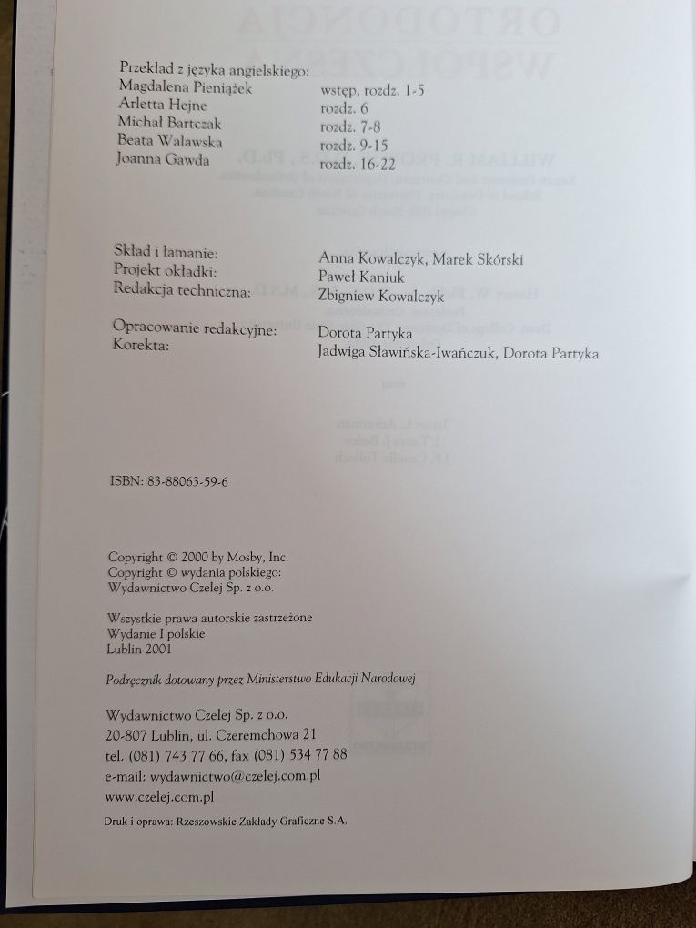 "Ortodoncja współczesna" William R. Proffit NOWA