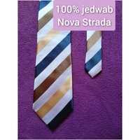 Elegancki jedwabny krawat 100 % jedwab Nova Strada w paski
