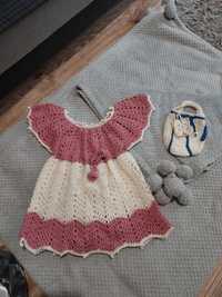 Sukieneczka ręcznie robiona dla dziewczynki 92-96 plus torebeczka