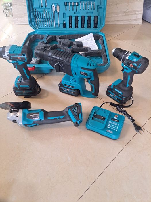 Zestaw 4 elektronarzędzi akumulatorowych 48v  z trzema Aku 6 Ah wypr