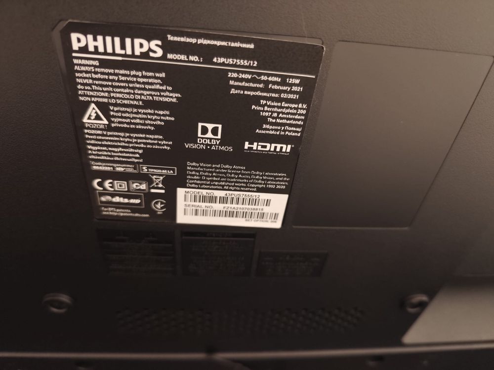 SmarTv Phillips 7500er 43’