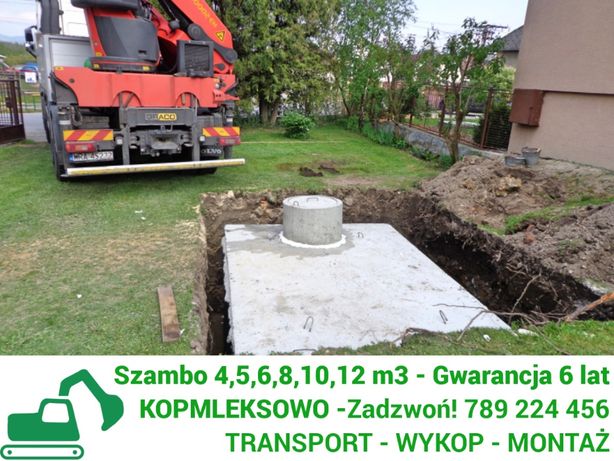 Szamba betonowe zbiorniki na szambo 4-12m z WYKOPEM kompleksowo Lusowo