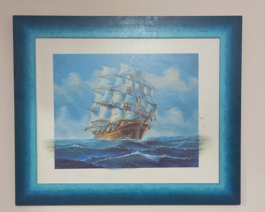 Obraz marynistyczny w ramie.