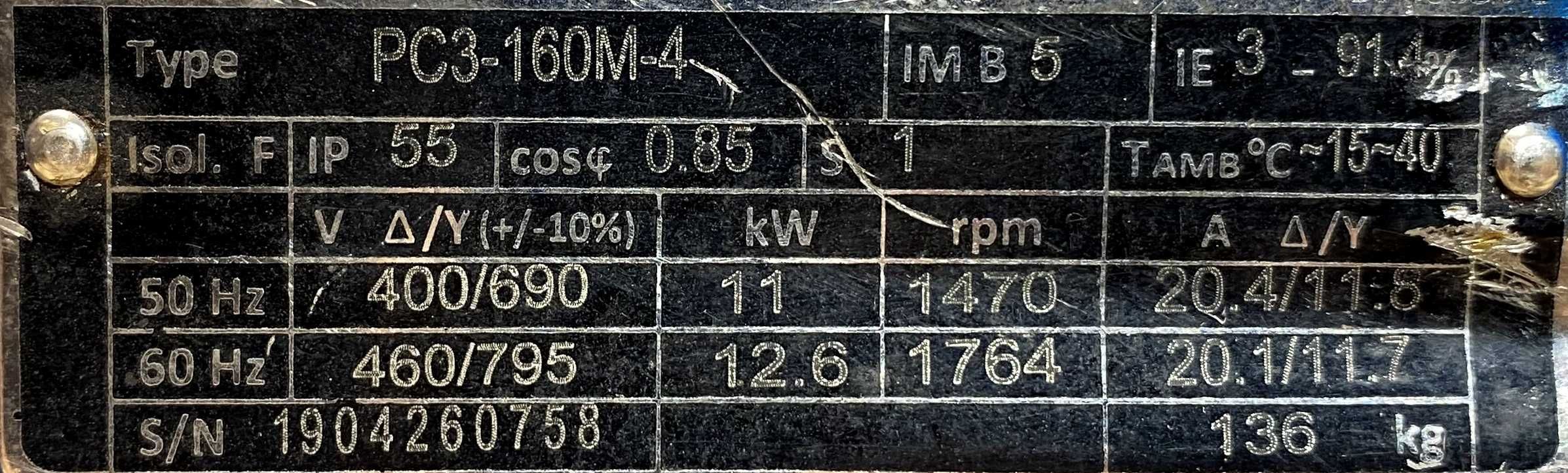 silnik elektryczny 11kW 1470obr. 3fazowy IE3