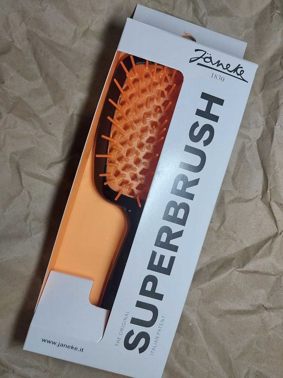 Janeke Superbrush / Щітка для волосся, чорна з помаранчевим