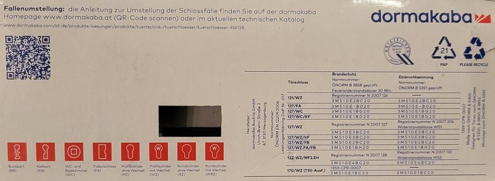 Zamek drzwiowy wpuszczany