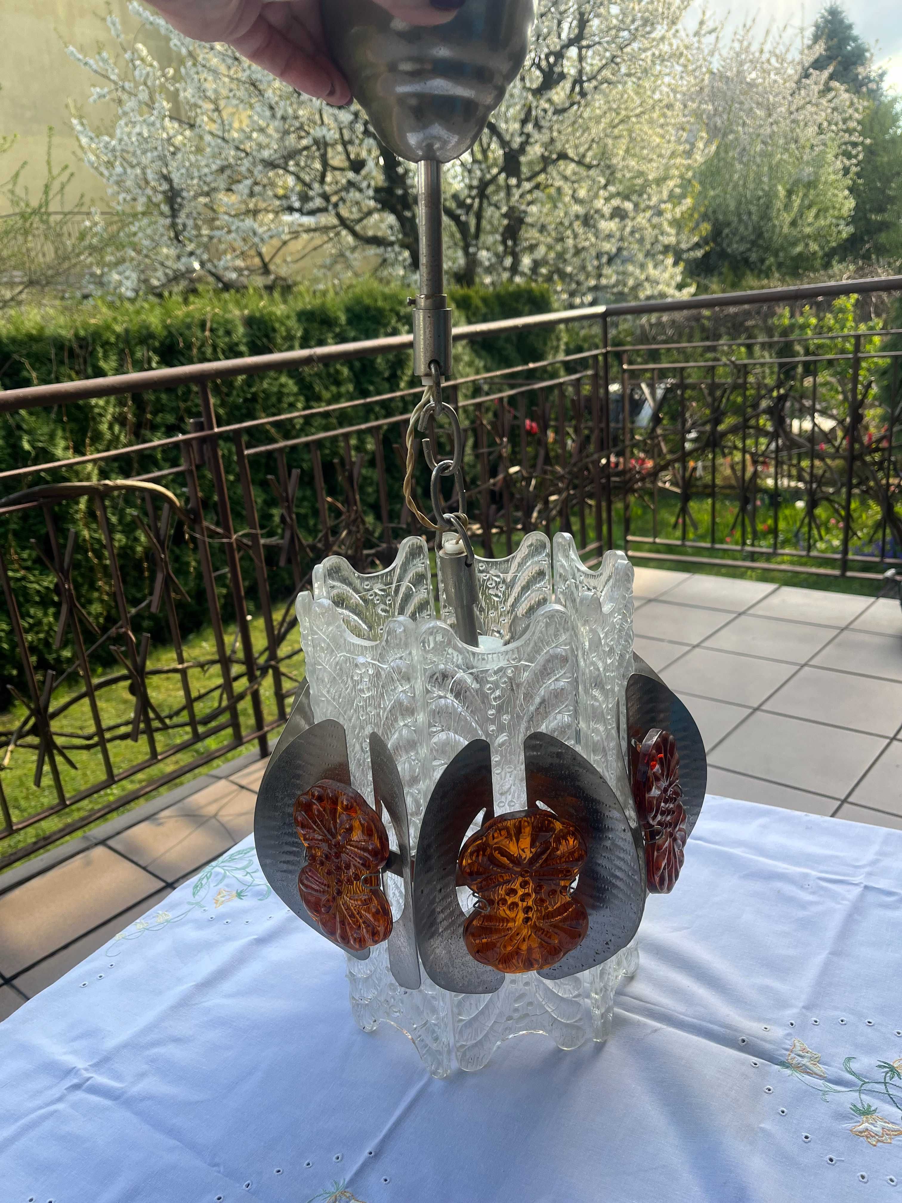 lampa sufitowa lata 80-te grube szkło