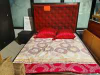 Łóżko brzozowe tapicerowany zagłówek