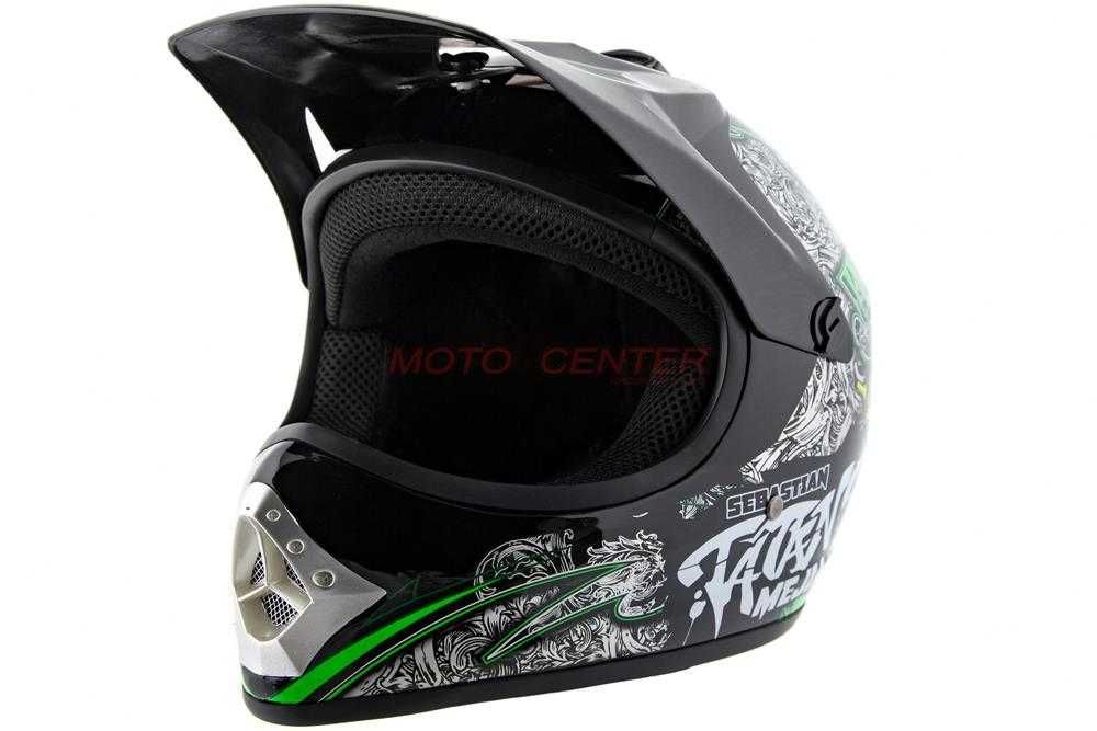 Kask Crossowy City-Bike Dziecięcy Junior Tatan Czarny z Zielonym