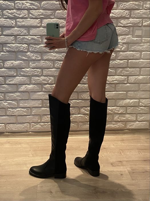 Чоботи високі шкіра/замш