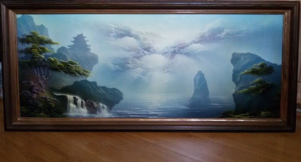 Картина с объемными рельефными элементами.Размер 40*90*5