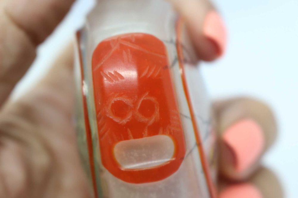 Snuff Bottle em Vidro Peking Paisagem e Floral XIX