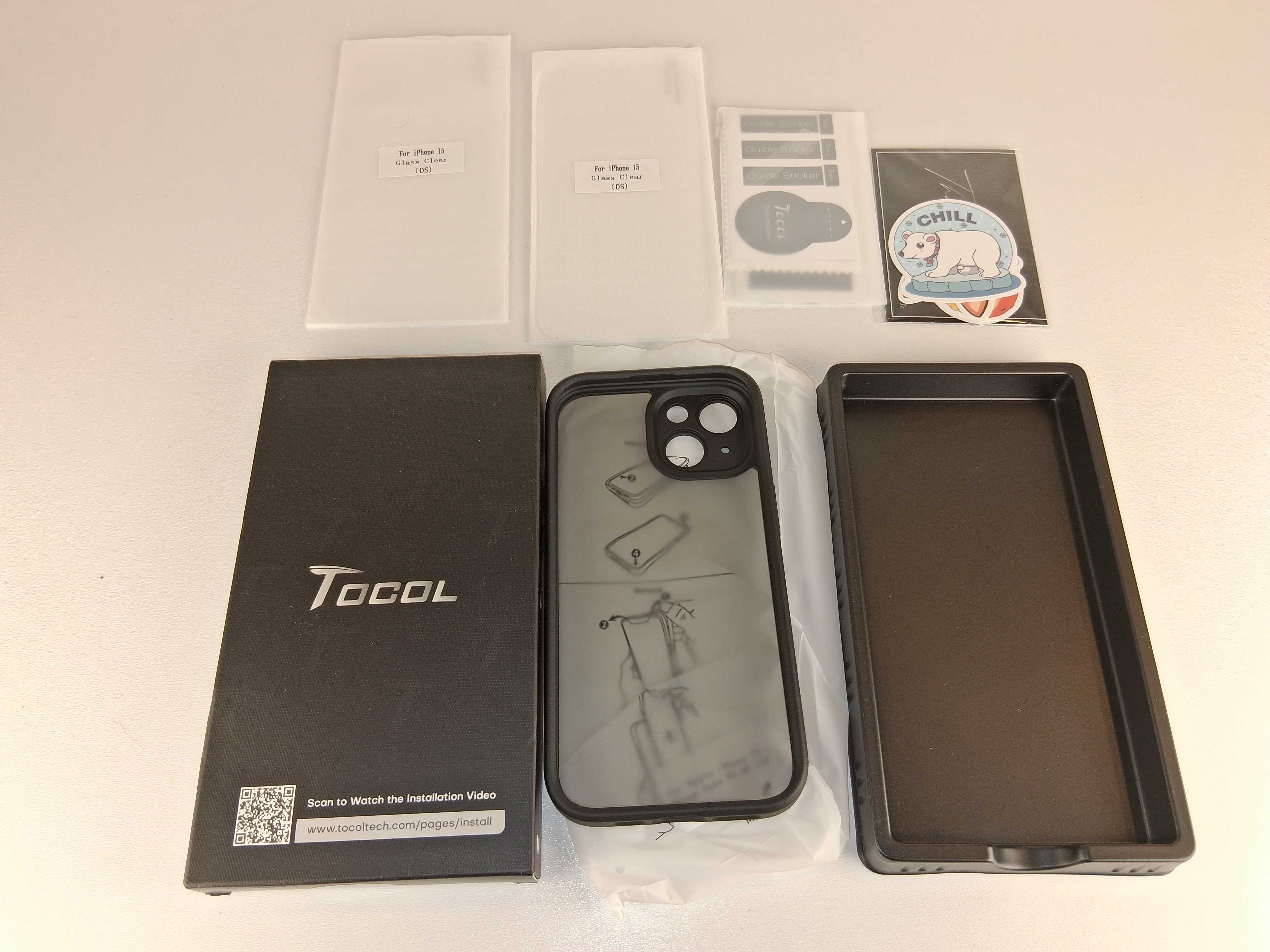 Y041 Etui Tocol do iPhone 15 z Ochroną Ekranu i Aparatu