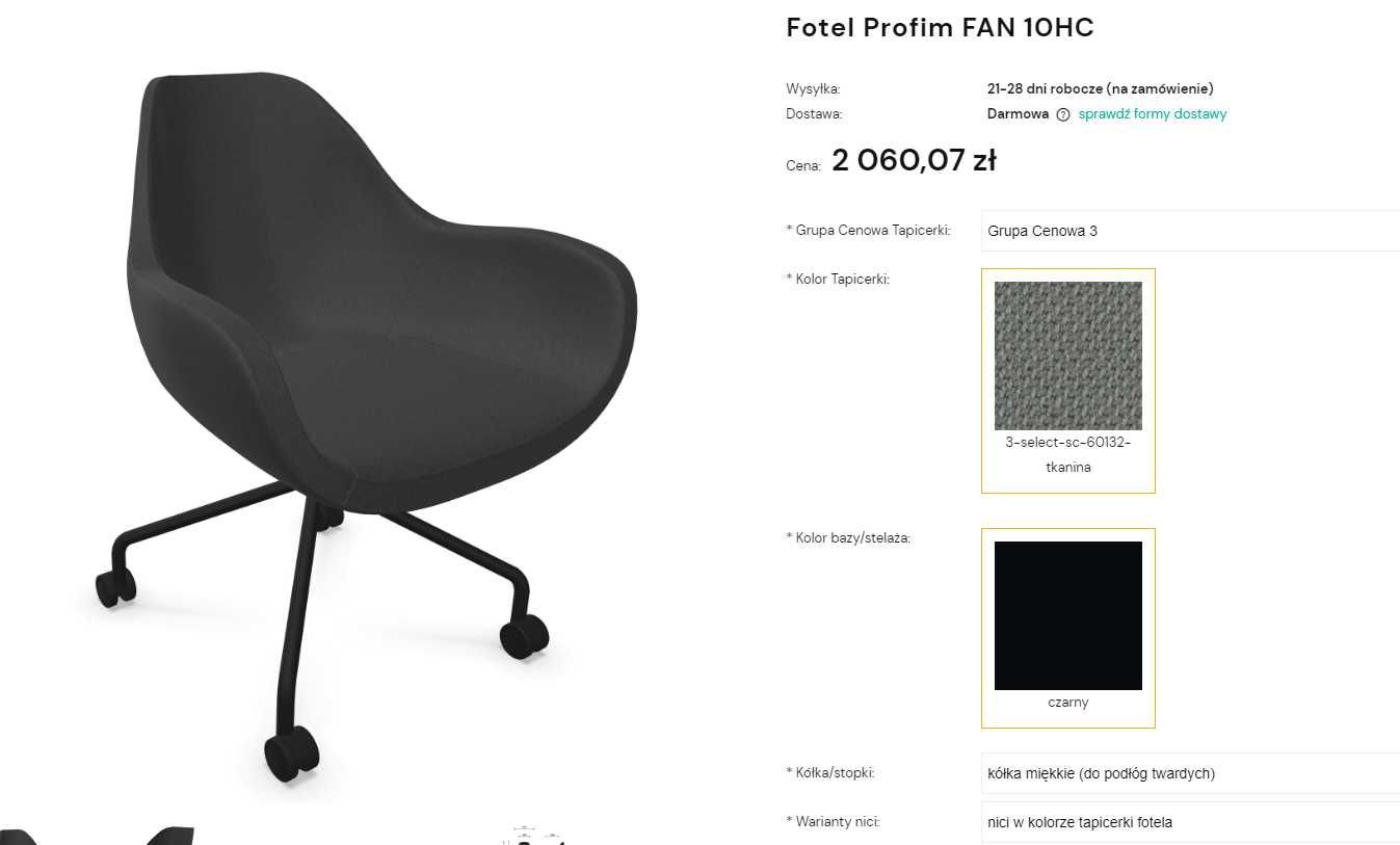 Krzesło biurowe Profim Fam 10 HC grafit szare używane