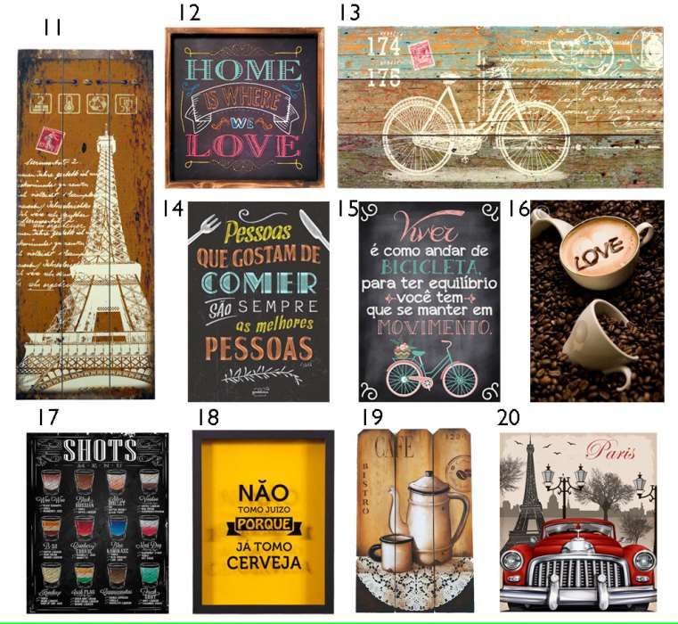 50 Placas decorativas NOVAS