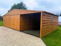 Drewnopodobny garaż blaszany 9x6m (różne konfiguracje, na budowe)