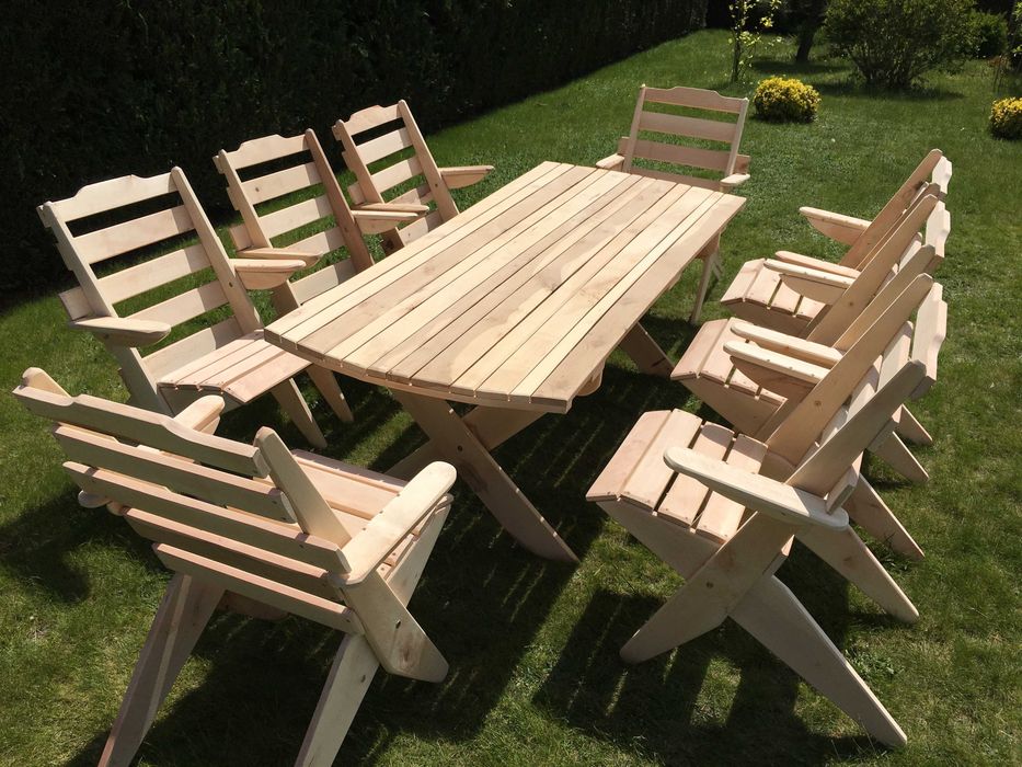 Składane meble ogrodowe - OLCHA, stół + 8 krzeseł DOSTAWA KRAJ