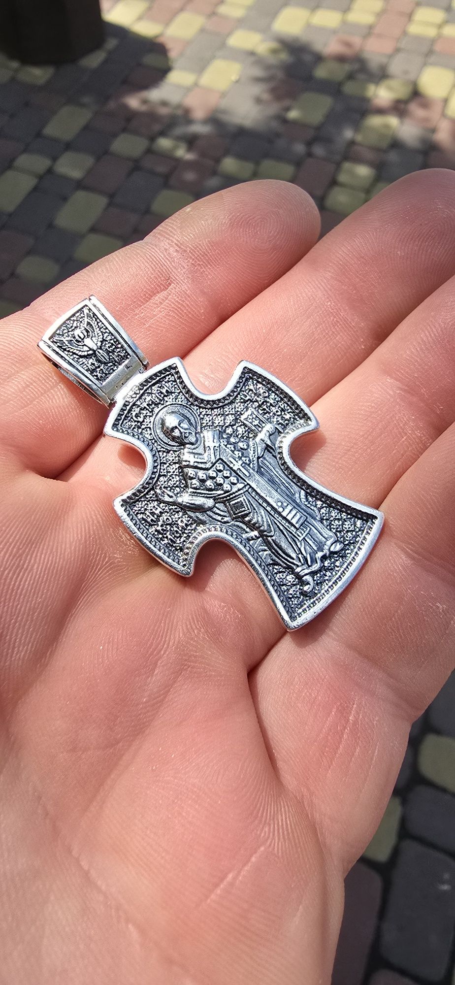 Чоловічий срібний хрестик, хрестик православний