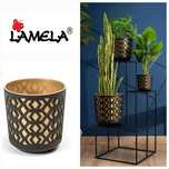 Nowoczesne doniczki czarno-zlote marki Lamela 30cm i 19cm