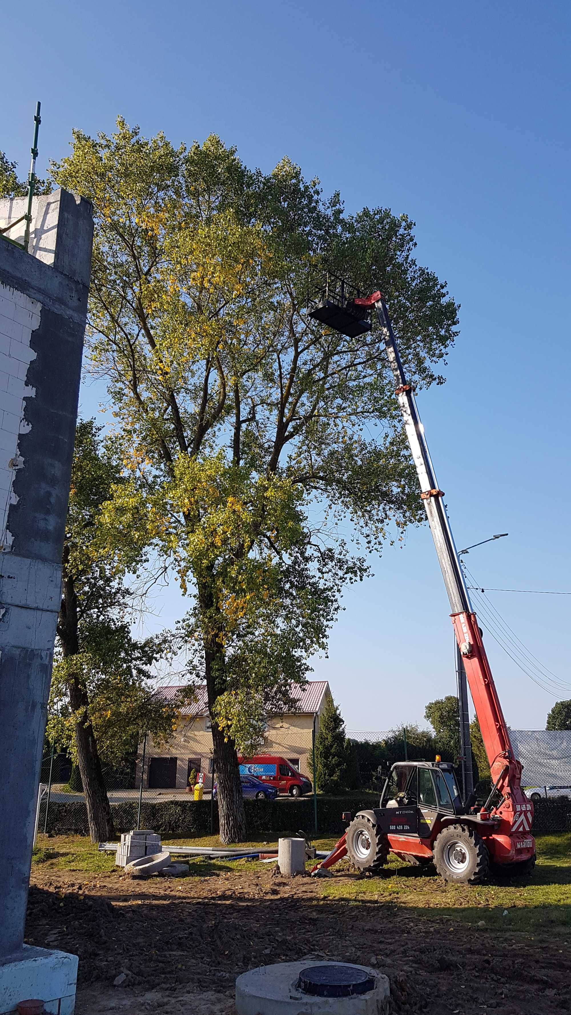 Usługi ładowarką teleskopową rębakiem wycinka drzew wykopy dachy