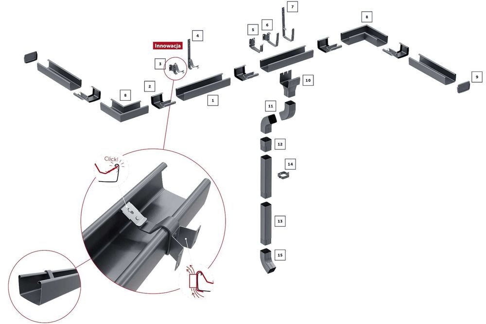 BUDMAT rynny kwadratowe metalowe FLAMINGO IQ 135/80 - 1 m