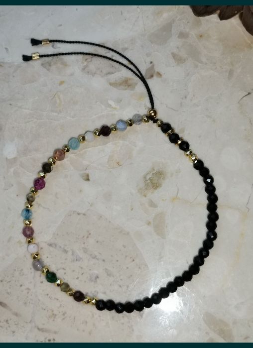 Bransoletka znak zodiaku Skorpion kamienie na nici rubin turmalin