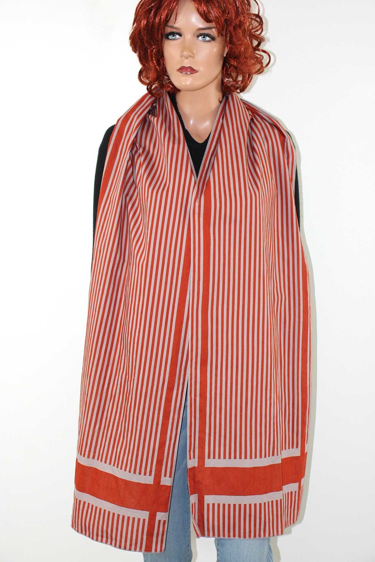 sn5 H&M Divided rudopomarańczowy szal chusta 33x216