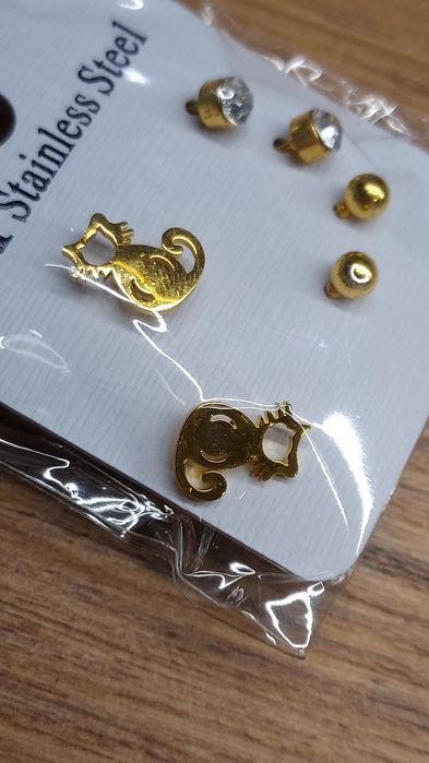 Zestaw 3 par kolczyków kotki i Kuleczki