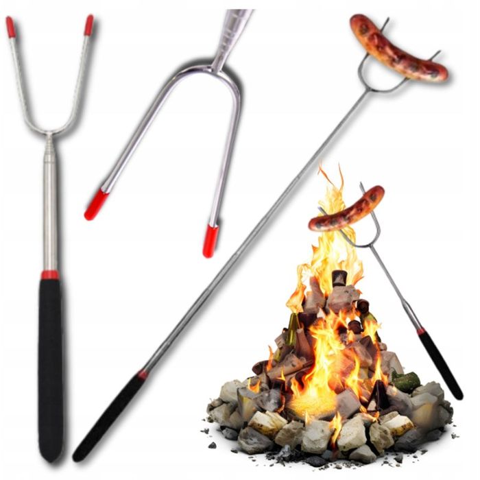 kij kijek do ogniska grilla widelec teleskopowy stalowy widełki 26-86