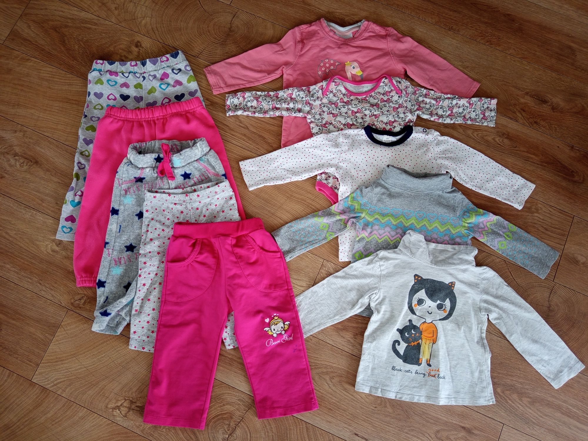 74 80 paka spodnie bluzki długo rękaw body