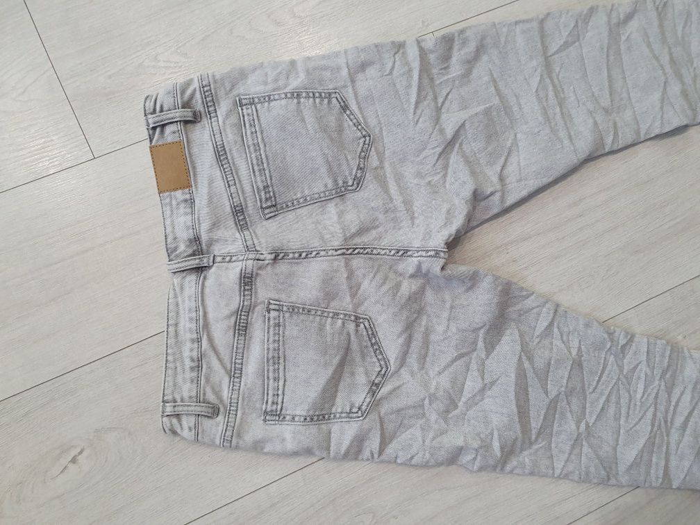 Spodnie rurki gniecione elastyczne miękkie jeansowe M L 38 40