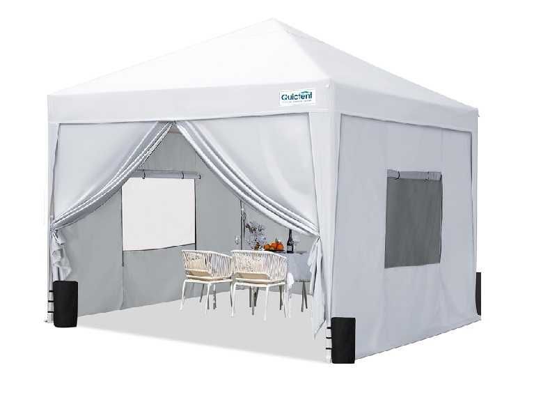 намет шатро альтанка Quictent 3x3 з 4 боковими панелями, складна біла