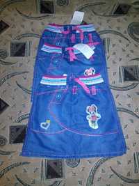 Детская джинсовая юбка Турция с минни маус рост 110-116, 5-6 лет