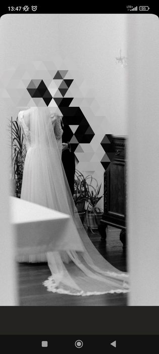 Długi welon ślubny katedralny koronka nieuszkodzony