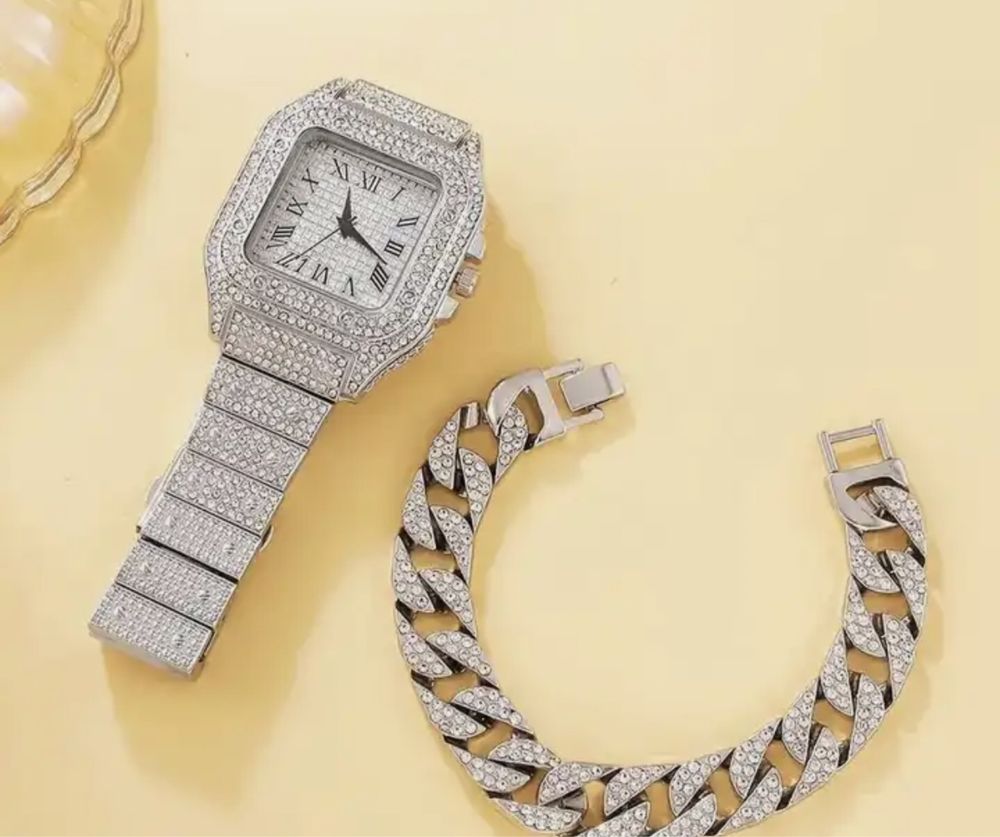 Luksusowy srebrny zegarek z Bransoletką