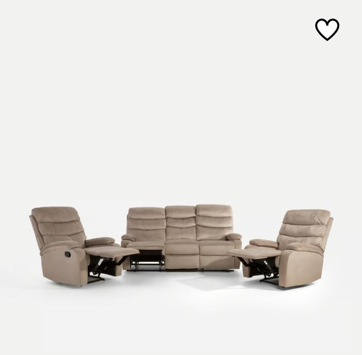 Zestaw wypoczynkowy sofa fotele funkcja relax