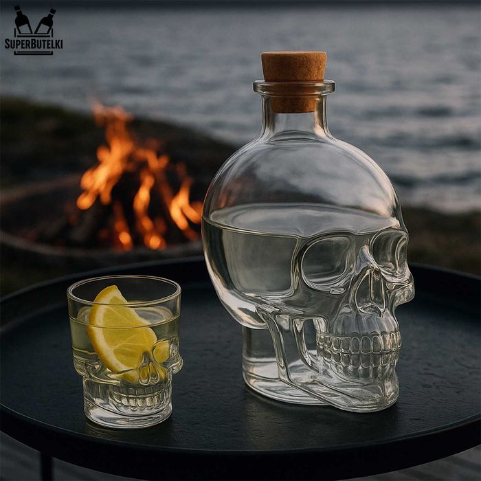 Karafka CZASZKA + 4 KIELISZKI na prezent haloween imprezę alkohol