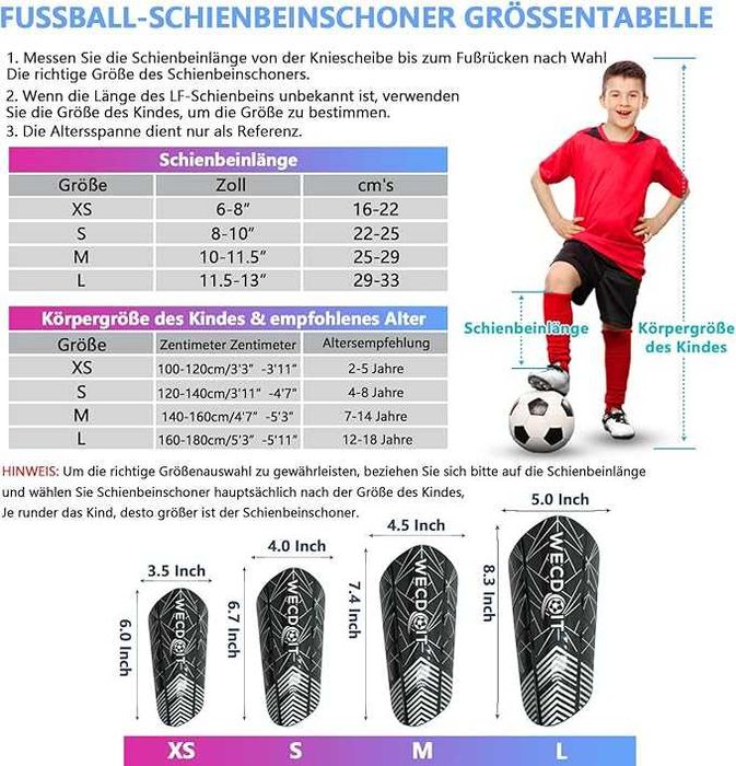 Ochraniacze na goleń WECDOIT  100-120 cm XS czerwony
