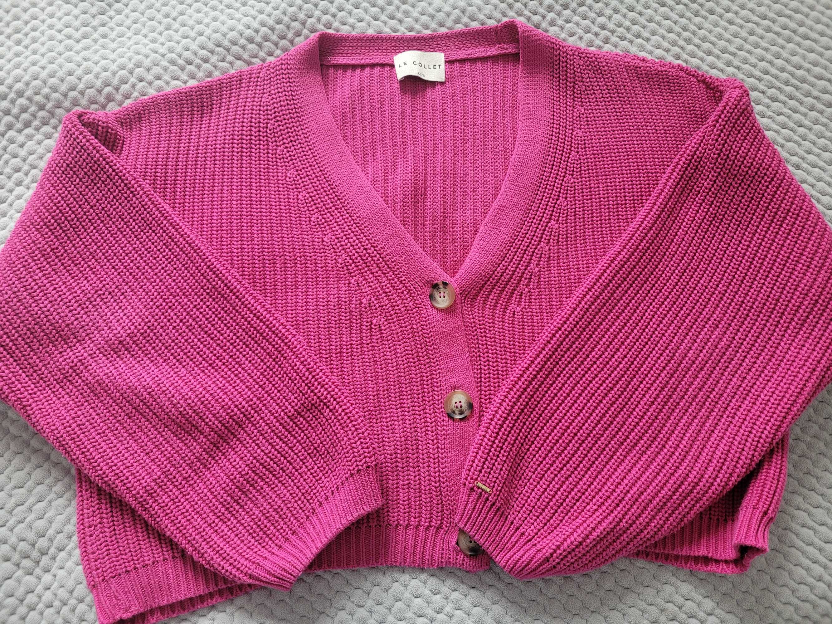 Le Collet sweter kardigan krotki rozowy XS/S