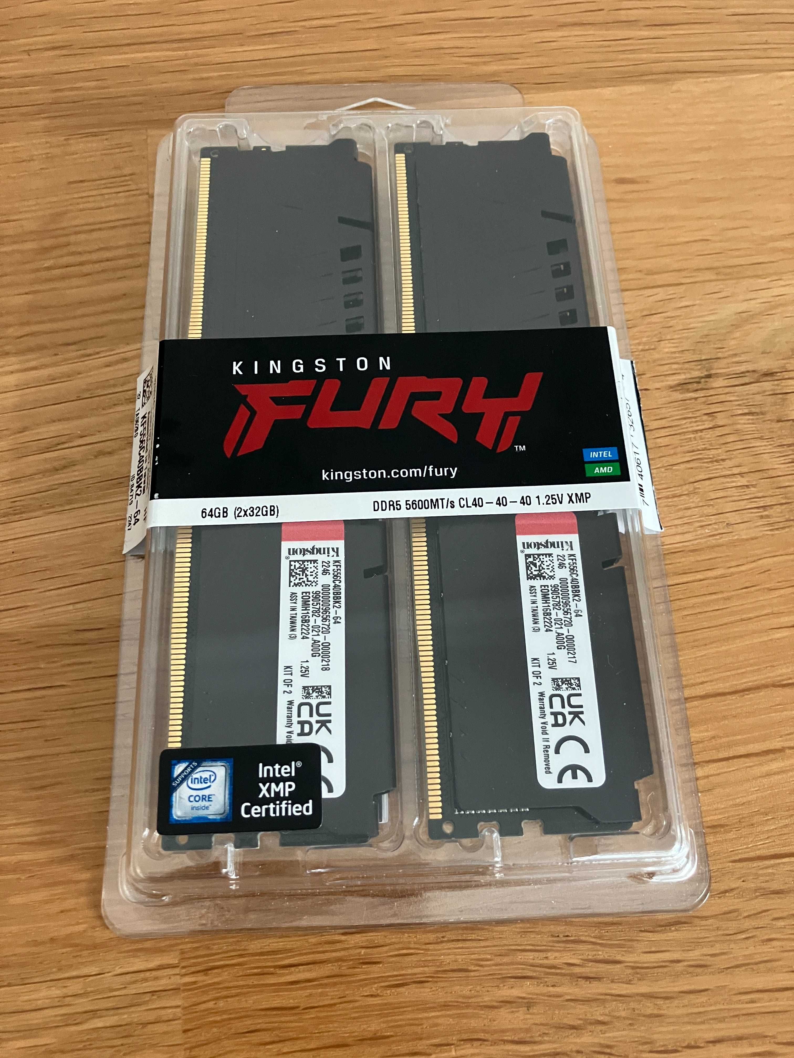 Memórias DDR5 64 GB  (2x 32 GB) Kingstone Fury Beast 5600 Mhz