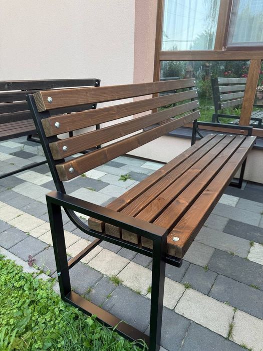 РОЗПРОДАЖ! Лавка лофт зі спинкою 2 м  /  Скамейка для парку, цвинтар