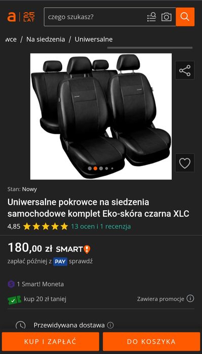 Zestaw pokrowców X Line do auta uniwersalne czarne eko skóra