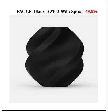 Filamento Bambulab PA6-CF de 1,75mm c/ 1kg Refill - p/ impressoras 3D