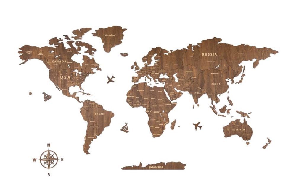 Nowa CREAWOO drewniana mapa świata, duża 150x85 cm, salon, sypialnia!