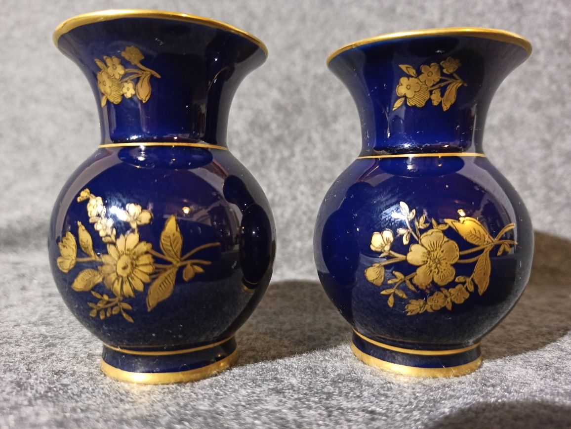 Porcelana Kobaltowa ILMENAU TURYNGIA GOLD Złote Kwiaty