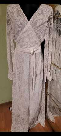 Biała długa koronkowa sukienka roz xl/xxl