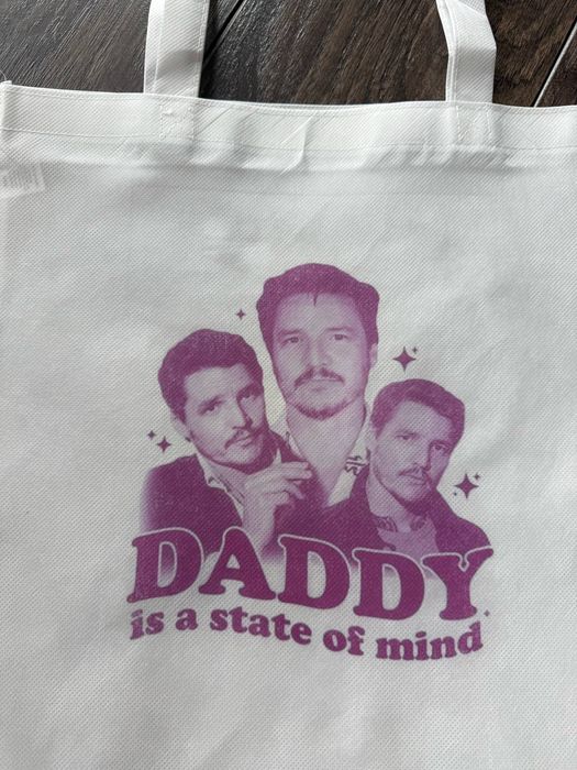 Torba tote bag Pedro pascal pink non woven pink white