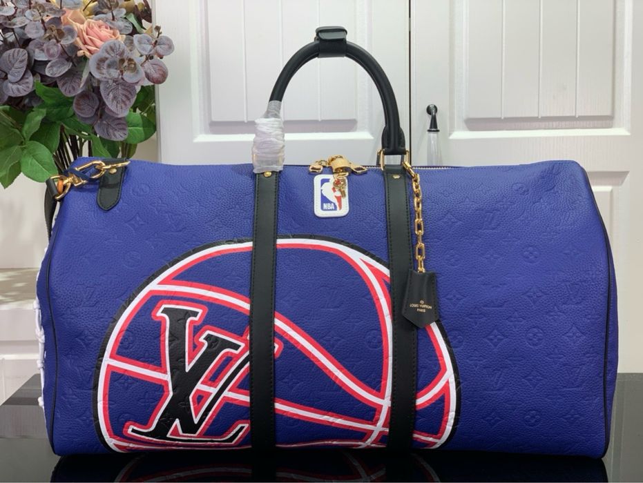 Louis Vuitton Keepall NBA синяя мужская сумка дорожная спортивная